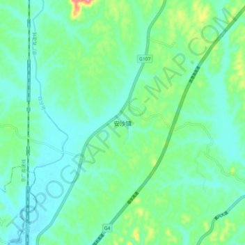 安沙镇 topographic map, elevation, terrain