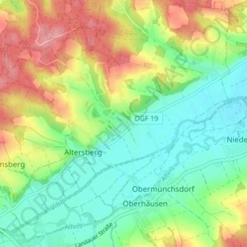 Grünbach topographic map, elevation, terrain