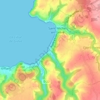 Roscoat topographic map, elevation, terrain