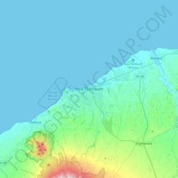 New Plymouth topographic map, elevation, terrain