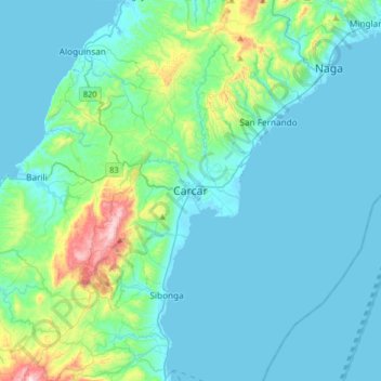 Carcar topographic map, elevation, terrain
