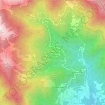 Favella topographic map, elevation, terrain