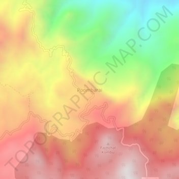 Poombarai topographic map, elevation, terrain