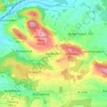 Kipfendorf topographic map, elevation, terrain