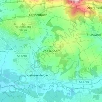 Schellenberg topographic map, elevation, terrain