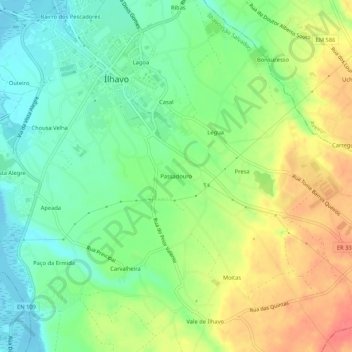 Passadouro topographic map, elevation, terrain