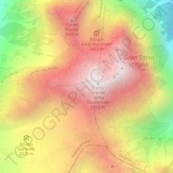 Appennino abruzzese topographic map, elevation, terrain