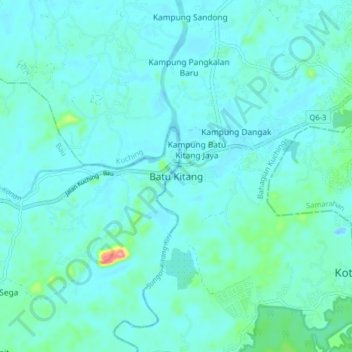 Batu Kitang topographic map, elevation, terrain