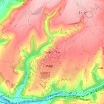 Eastcombe topographic map, elevation, terrain