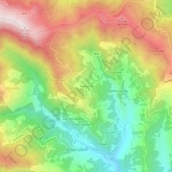 Pantasina topographic map, elevation, terrain
