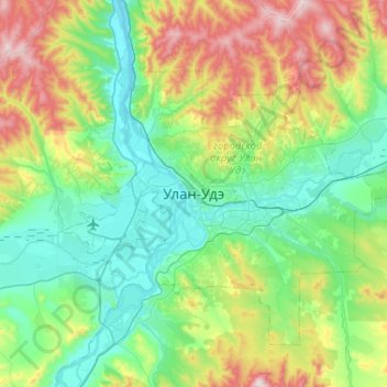 Oulan-Oude topographic map, elevation, terrain