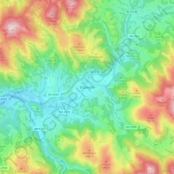 Elizondo topographic map, elevation, terrain