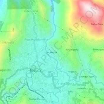 Andeniya topographic map, elevation, terrain