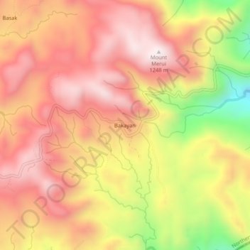 Bakayan topographic map, elevation, terrain