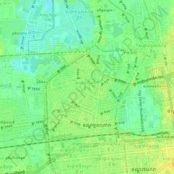 Sangkat Boeung Kak Ti Muoy topographic map, elevation, terrain