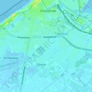Nieuwe Stad topographic map, elevation, terrain