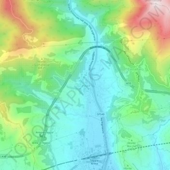 Taggia topographic map, elevation, terrain