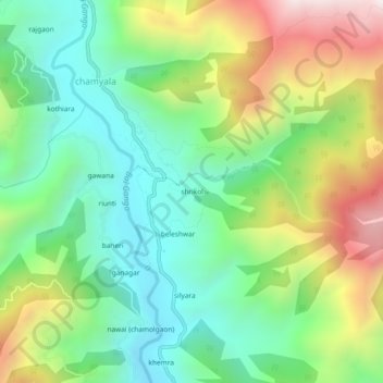 shrikol topographic map, elevation, terrain