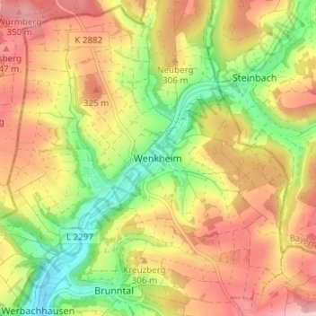 Wenkheim topographic map, elevation, terrain