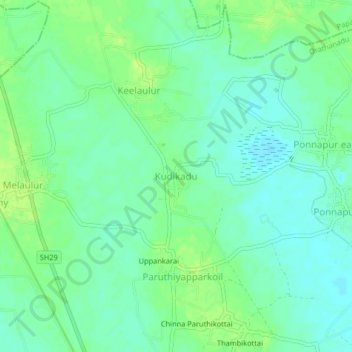 Kudikadu topographic map, elevation, terrain