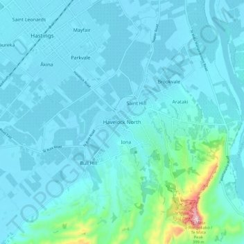Havelock North topographic map, elevation, terrain