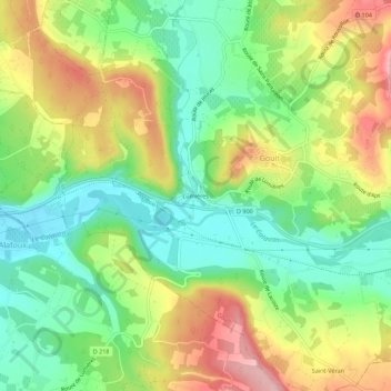 Lumières topographic map, elevation, terrain