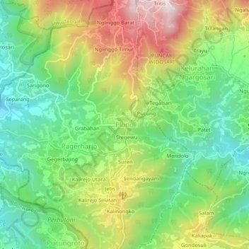 Plono topographic map, elevation, terrain