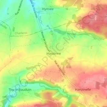 Hanzinne topographic map, elevation, terrain