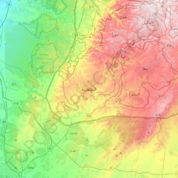 ad-Dhahiriya topographic map, elevation, terrain