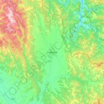 Podujevë topographic map, elevation, terrain