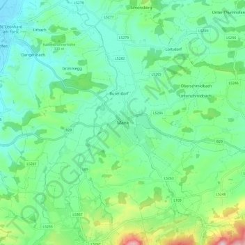 Mank topographic map, elevation, terrain