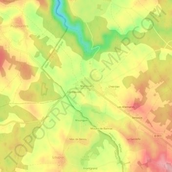 Marroule topographic map, elevation, terrain