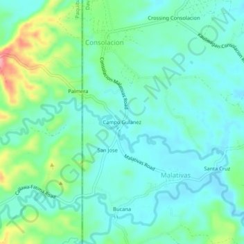 Campo Gulanez topographic map, elevation, terrain
