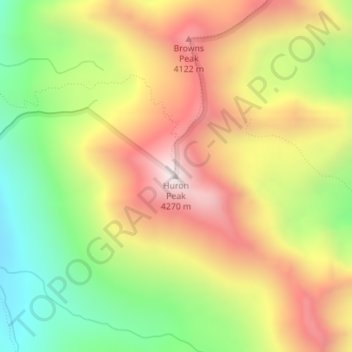 Huron Peak topographic map, elevation, terrain
