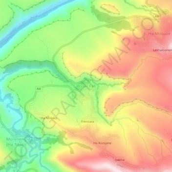Water Fall topographic map, elevation, terrain