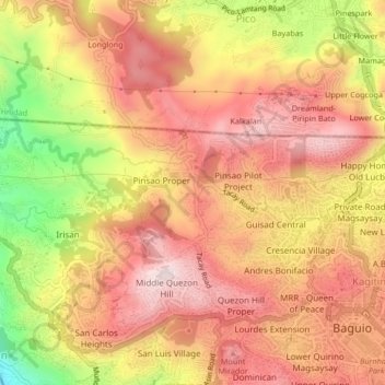 Pinsao Proper topographic map, elevation, terrain