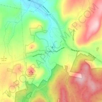 Dingley Dell topographic map, elevation, terrain