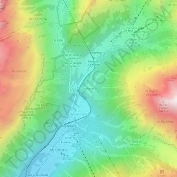 Le Planet topographic map, elevation, terrain