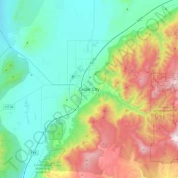 Cedar City topographic map, elevation, terrain