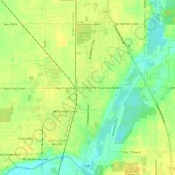 North Anderson topographic map, elevation, terrain