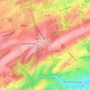 Gros-Chêne topographic map, elevation, terrain