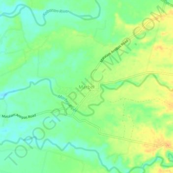 Marbel topographic map, elevation, terrain