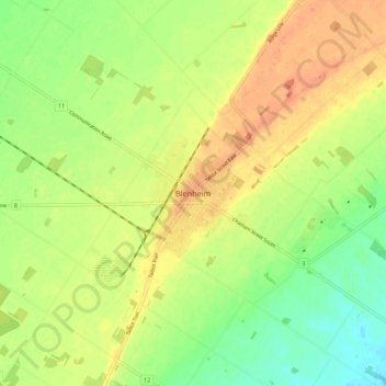 Blenheim topographic map, elevation, terrain