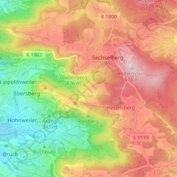 Schlichenweiler topographic map, elevation, terrain