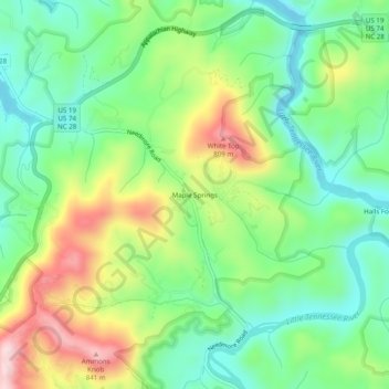 Maple Springs topographic map, elevation, terrain