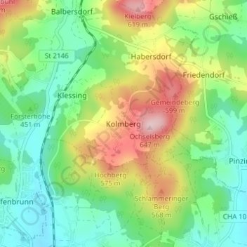 Kolmberg topographic map, elevation, terrain