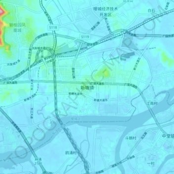 新塘镇 topographic map, elevation, terrain