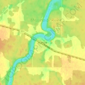 Mattice topographic map, elevation, terrain
