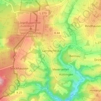 Germscheid topographic map, elevation, terrain