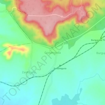 Godamguda topographic map, elevation, terrain